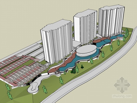sketchup景观下载资料下载-城市景观SketchUp模型下载