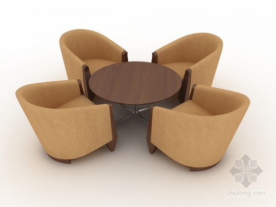 北欧沙发组合3d模型资料下载-休闲沙发茶几组合3d模型下载