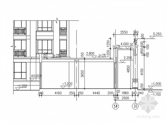 [北京]5层现代风格公寓建筑设计施工图 （国内知名地产）-5层现代风格公寓建筑设计剖面图 