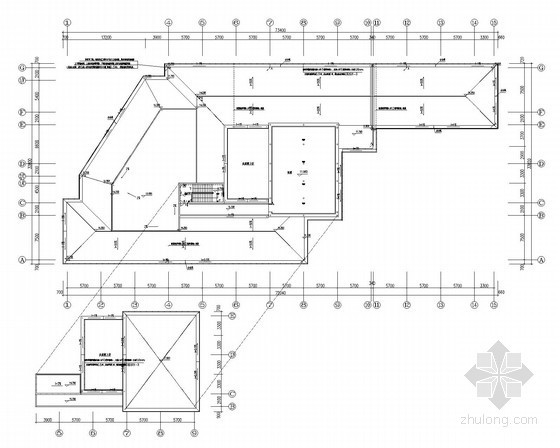 [长沙]医院兼收容所电气施工图纸-屋顶防雷平面图 