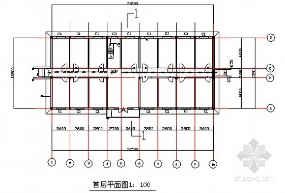 [毕业设计]北京某办公楼施工招标文件及招标控制价编制(附图纸)-首层平面图 