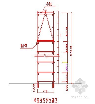 高压线在塔吊范围内报告资料下载-[北京]办公楼高压线防护方案（高压线高度8米）