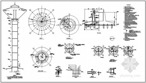 水塔设计cad图资料下载-某500m&sup3;水塔结构设计图