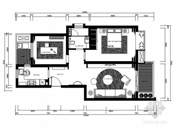 两居室公寓户型平面资料下载-西郊两居室公寓样板房装修图