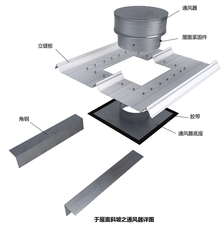 [南京]门式轻钢结构柴油机厂房项目施工组织设计技术标（220页）-103屋面通风器开孔收边详图