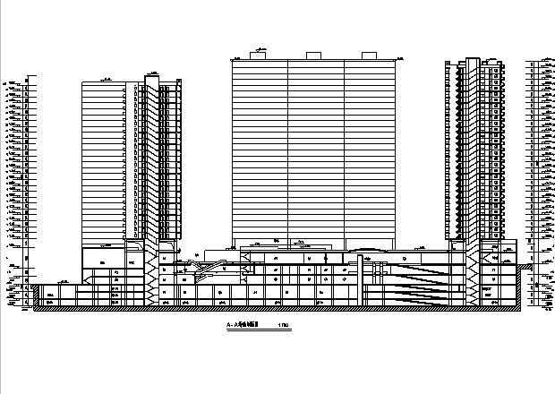 [广东]商务中心区（城市综合体）地下车库楼建筑方案cad图-商务中心区（城市综合体）地下车库楼建筑方案cad图