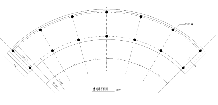 [重庆]加州城市花园景观CAD施工图（观景廊架，入口大门浮雕）-[重庆]加州城市花园景观CAD施工图 1-7 休闲廊 平面图