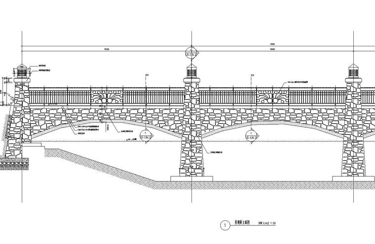 景观桥设计详图（钢筋混凝土结构）-01 立面图
