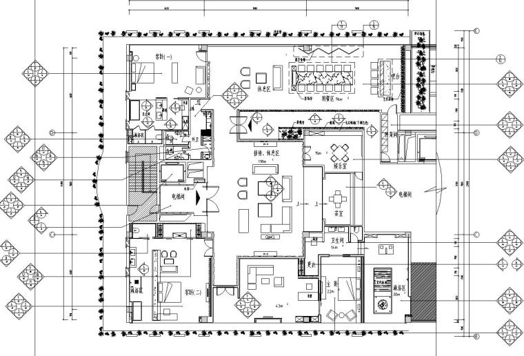 新中式风格水墨江南套房施工图设计（CAD+效果图）-平面索引图