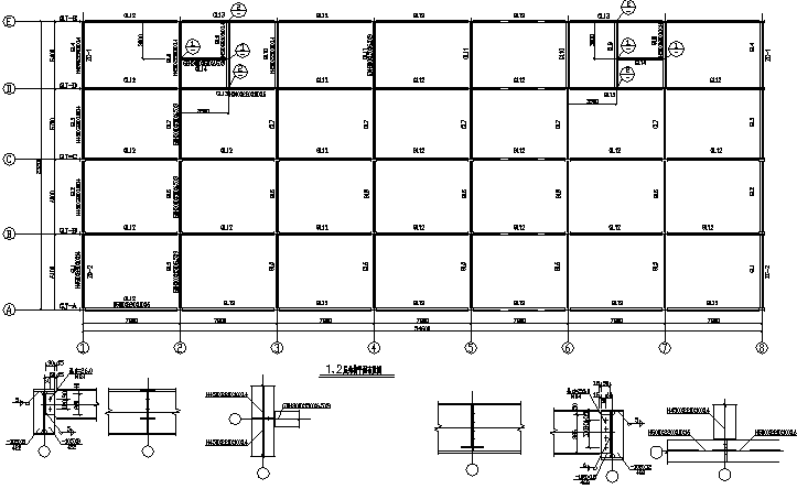 三层商业平面资料下载-23X54m三层商业用钢框架施工图（CAD，17张）