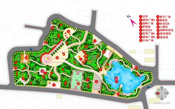 园林小游园平面图彩色资料下载-某地游园彩色平面图