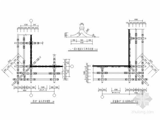 仿古大雄宝殿建筑结构全套施工图纸-重檐45°角斗拱仰视图