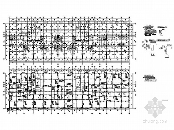 [四川]17层框支剪力墙结构底商住宅楼结构图（含建筑图）-四层梁板平面配筋图 