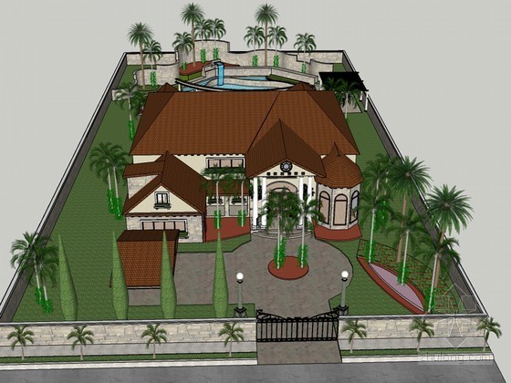 别墅cad建筑模型资料下载-别墅建筑SketchUp模型下载