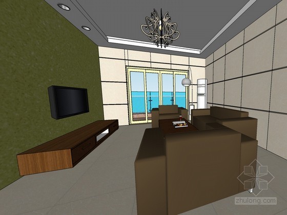 室内客厅su模型资料下载-简单客厅SketchUp模型下载