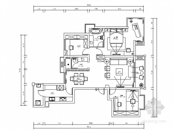 三室两厅两卫的样板间资料下载-[苏州]国际高端住宅区现代简约三室两厅样板间CAD装修施工图（含高清实景）