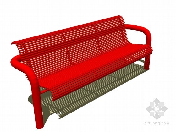 草图户外桌椅模型资料下载-红色户外长椅sketchup模型