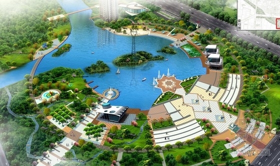 [江苏]城市绿廊型河流绿带景观规划设计方案-鸟瞰图 