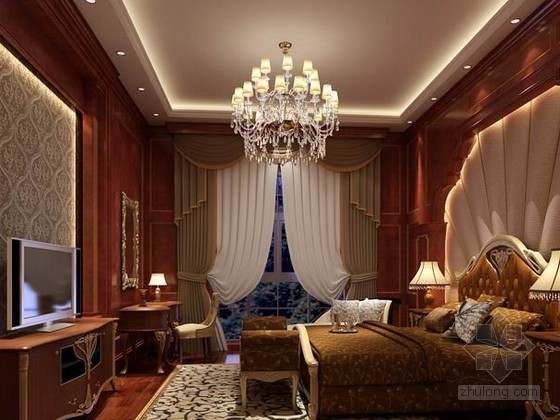 欧式古典卧室3D模型资料下载-欧式古典卧室