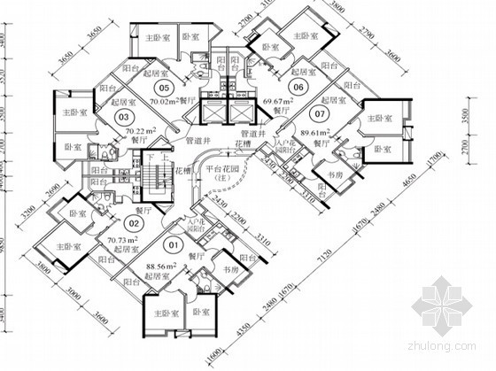 电梯住宅户型CAD资料下载-双电梯高层住宅平面图集