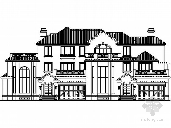 三层双拼别墅CAD资料下载-[哈尔滨]某三层双拼别墅建筑施工图（南入口420平方米）