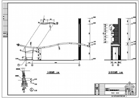 建筑用品CAD资料下载-东莞某用品市场大门建筑结构图