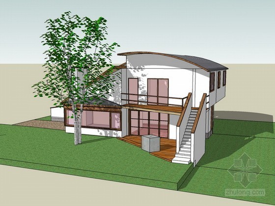 小别墅建筑设计su资料下载-小别墅sketchup模型下载