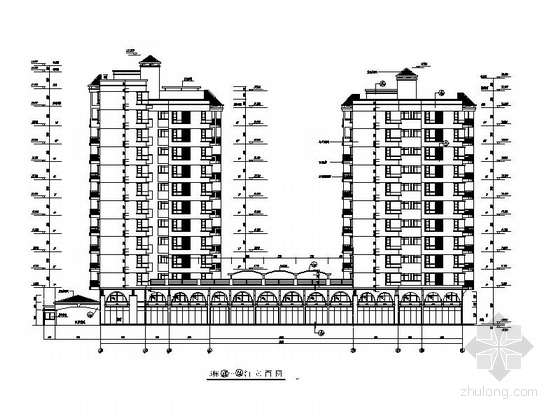 标准型及复式型混合高层住宅建筑施工图（含商业建筑）-标准型及复式型混合高层住宅建筑立面图