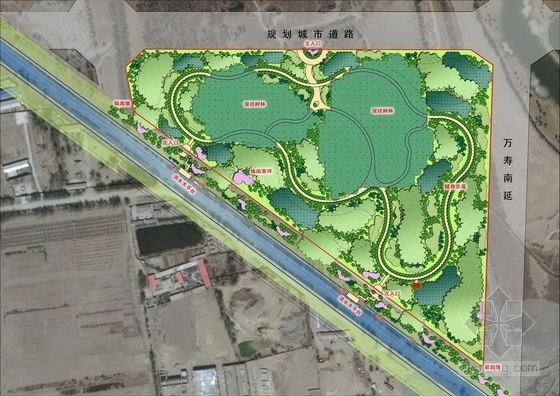 [北京]城市滨河森林公园景观规划设计方案-友谊林公园总平面图