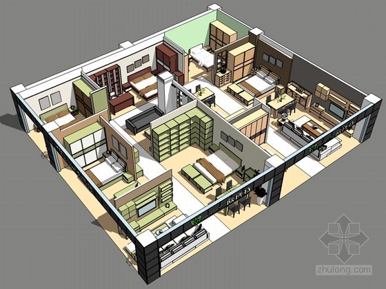 展厅设计cad模型资料下载-家居展厅SketchUp模型下载