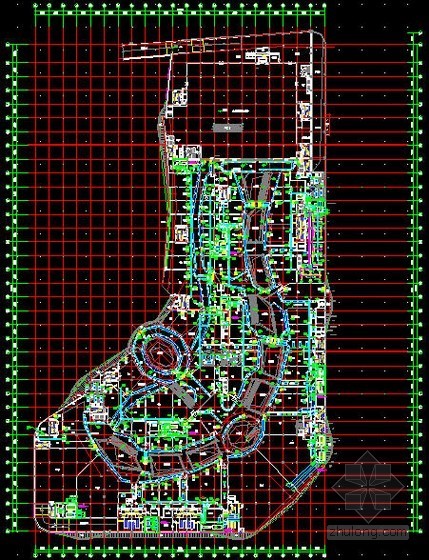 [苏州]大型购物中心暖通空调全套施工图纸150张(空调自控冷热源机房大样图丰富)-总平面图 