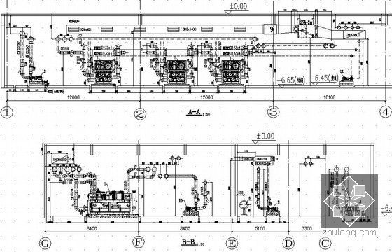 [江苏]大型文艺会展中心空调通风设计施工图(顶级设计院)-空调能源中心管道布置详图