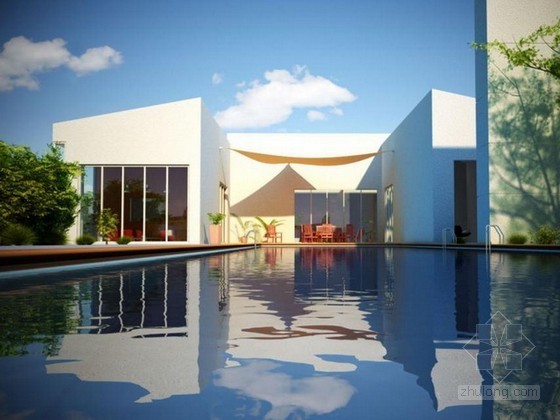 游泳池模型下载资料下载-带泳池的豪华别墅3d模型下载