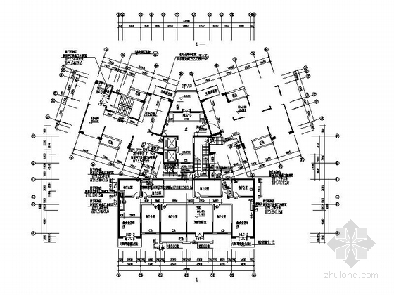 [湖南]高层框架剪力墙结构板式住宅建筑施工图-高层框架剪力墙结构板式住宅建筑平面图