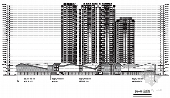 [成都]现代风格超高层商住楼建筑设计方案文本-现代风格超高层商住楼立面图