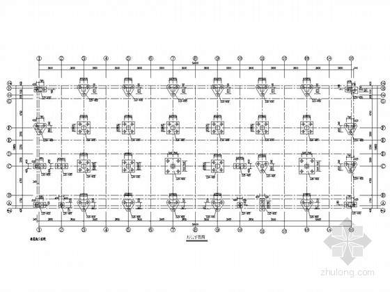 5900平六层底框结构宿舍楼建筑结构施工图-基础平面图 