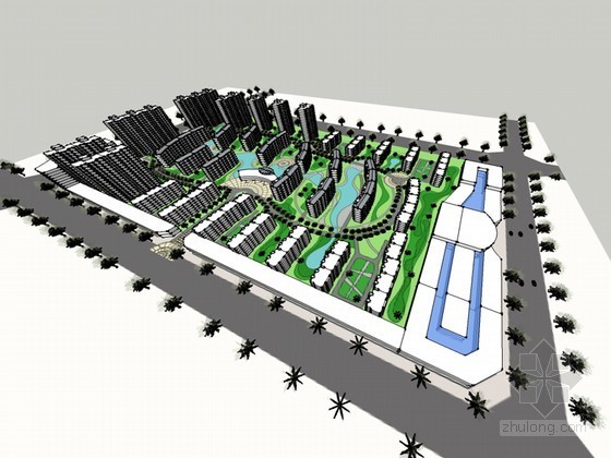 小区规划建筑SketchUp模型下载-小区规划建筑 