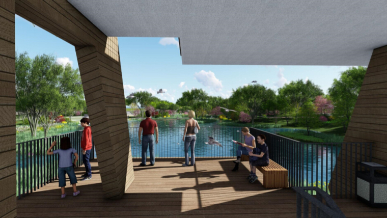 [辽宁]白云桥生态湿地海绵城市公园景观规划设计方案-A21中央湖区效果图