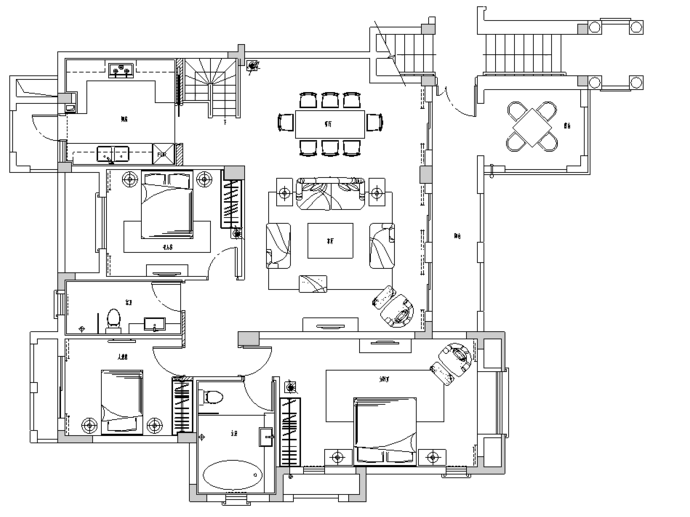 小两室两厅装修图资料下载-[四川]成都国建新城A2-a户型装修施工图