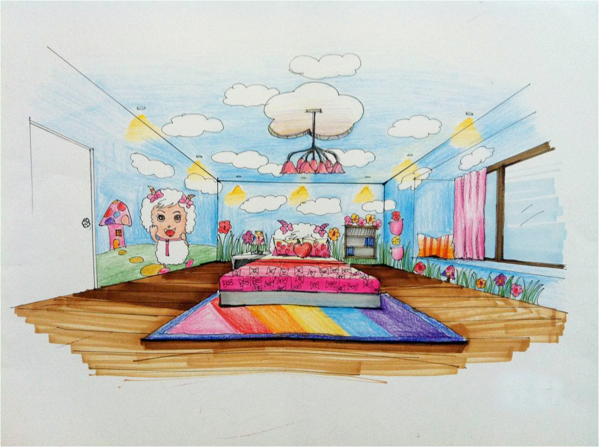 儿童房间设计手绘图图片