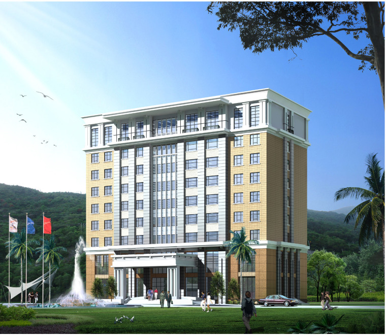 酒店建筑施工图方案资料下载-新锦成宾馆建筑设计方案（CAD及施工图）