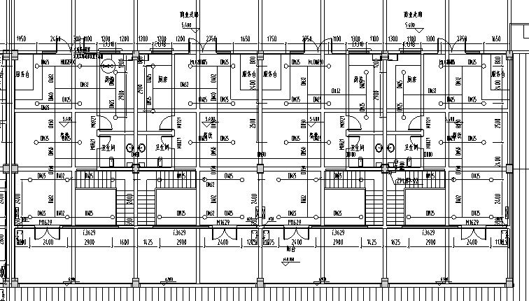 江苏商业住宅项目给排水施工图-二层喷淋给水平面图2