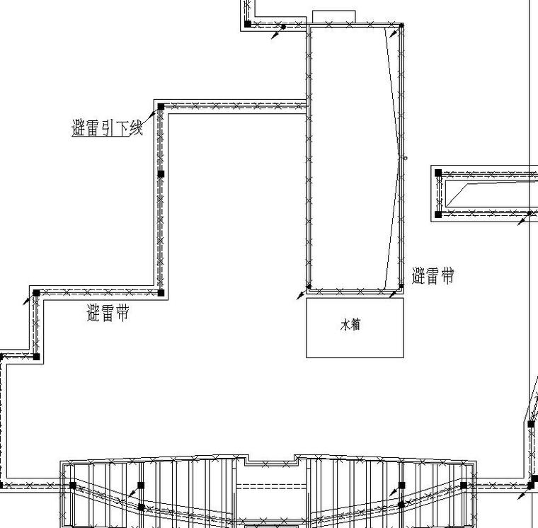 某高层商住楼电气施工图-屋面避雷平面图