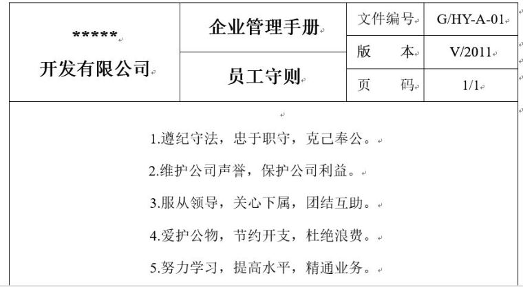 房地产企业管理制度手册(最全合集)-员工守则