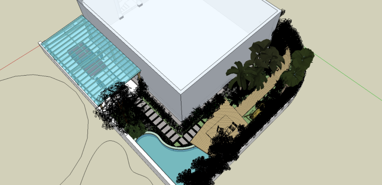 商业庭院模型资料下载-商业办公旁边庭院景观设计（su模型）