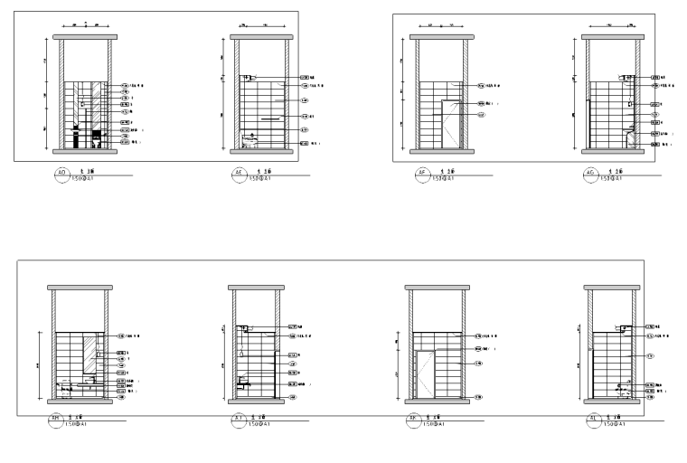 北京某五星酒店中餐厅室内设计施工图（含25张施工图）-卫生间立面图1