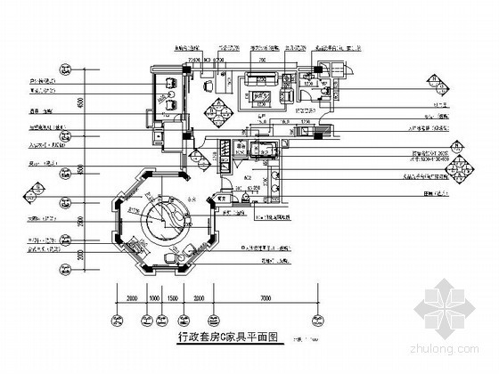 旧房室内改造施工图资料下载-豪华酒店行政蜜月套房室内施工图