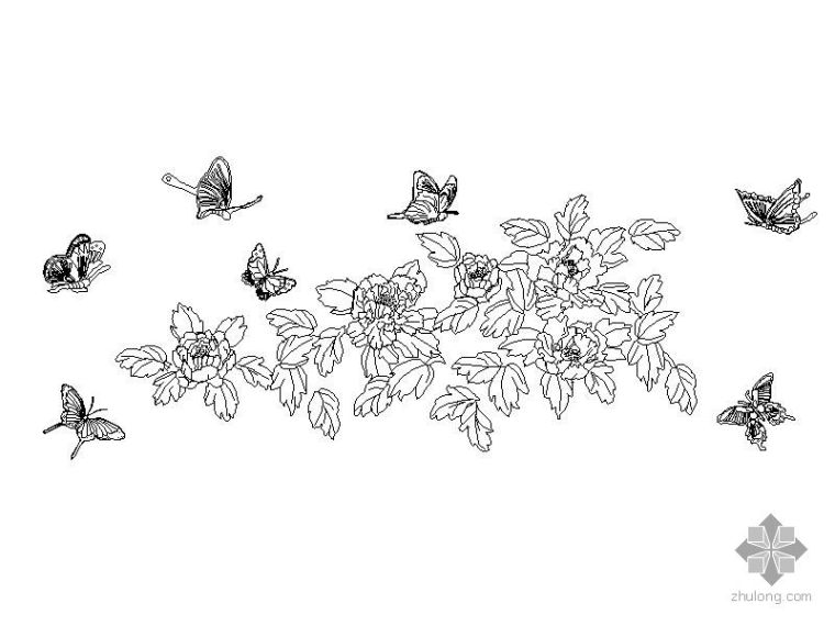 CAD中式门模块资料下载-蝴蝶与花装饰CAD模块