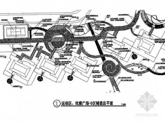 山地台阶施工图资料下载-某小区运动区拉膜广场景观设计施工图