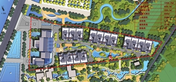 [湖北]环湖生态中式风格度假酒店规划设计方案文本（含CAD 方案较新-环湖生态中式风格度假酒店规划总平面图